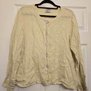 FLAX - Yellow 100% Linen Button Down Size M